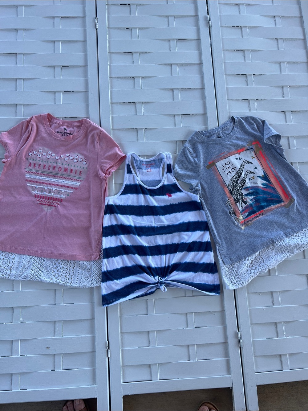 Abercrombie & Fitch Pink Lace-Hem Girls' Graphic Tee
